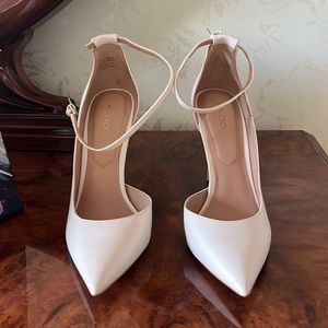 White heels with ankle straps